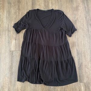 Black V-Neck Tiered Dress